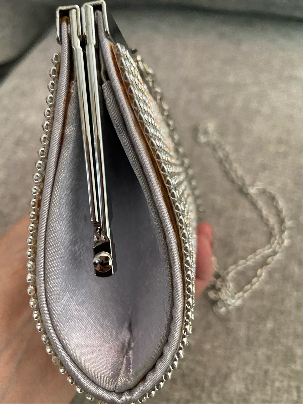 Charming Charlie Silver Rhinestone Chain Clutch - Picture 6 of 9